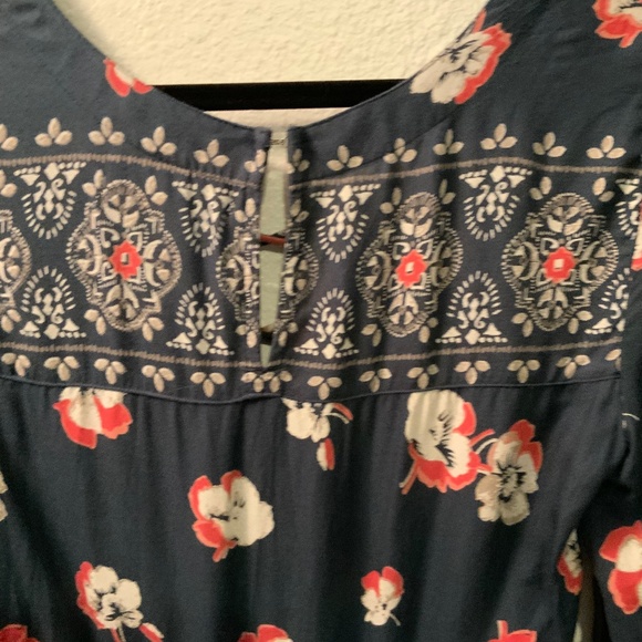 Abercrombie and Fitch Women's Small Navy Floral Lace Up Long Sleeve   Romper - Picture 3 of 8